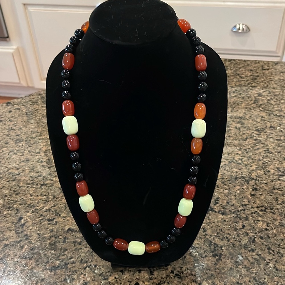 Jay King Black Onyx Carnelian Necklace
